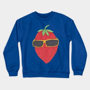 Cartoon strawberry with sunglasses Crewneck Sweatshirt